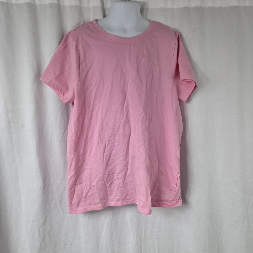 Cat & Jack Shirt Kids XL 14 Pink Tagless Crew Neck Basic Jersey Tee T-Shirt Top